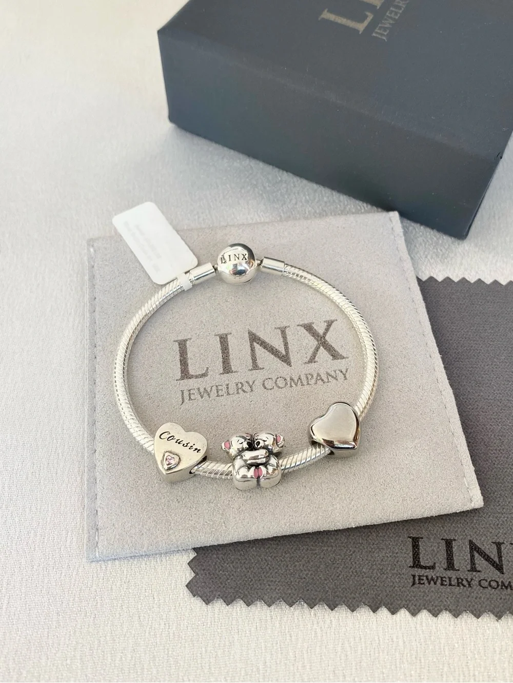 Linx Snake Chain Bracelet with Cousin Themed Charms